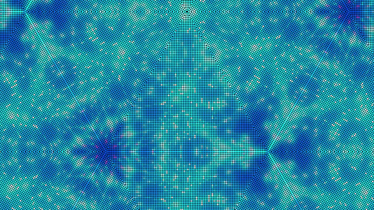 caleidoscopio de partículas. resplandor de partículas. gráficos de movimiento en 4k