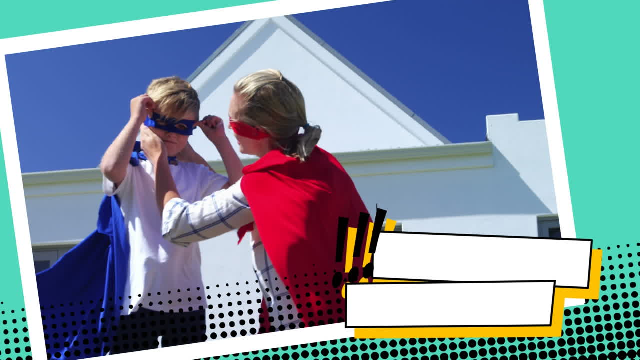 아들의 슈퍼히어로 의상을 고치는 여자