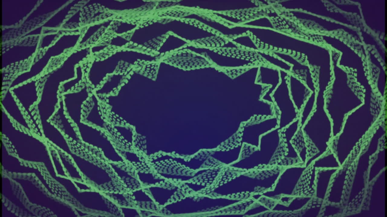 animación de formas verdes que se mueven sobre un fondo azul