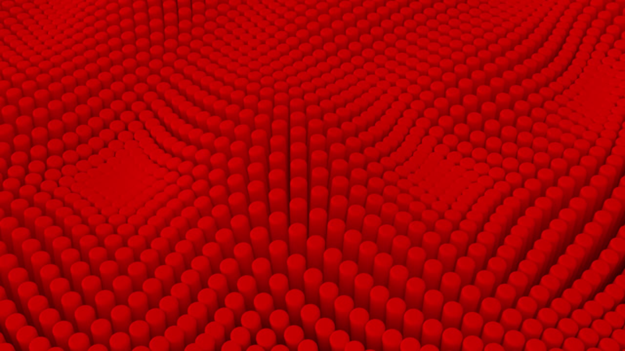 실린더와 함께 추상적인 은 배경, 세라 둥근 타일, 기하학 패턴, 무작위 세포, 다각형 반이는 표면, 미래 추상화, 4k의 원활한 루프 3d 애니메이션