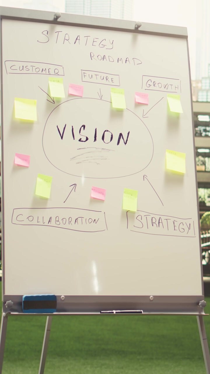 Vertical Video Quiet empty rooftop terrace arranged for corporate business workshop
