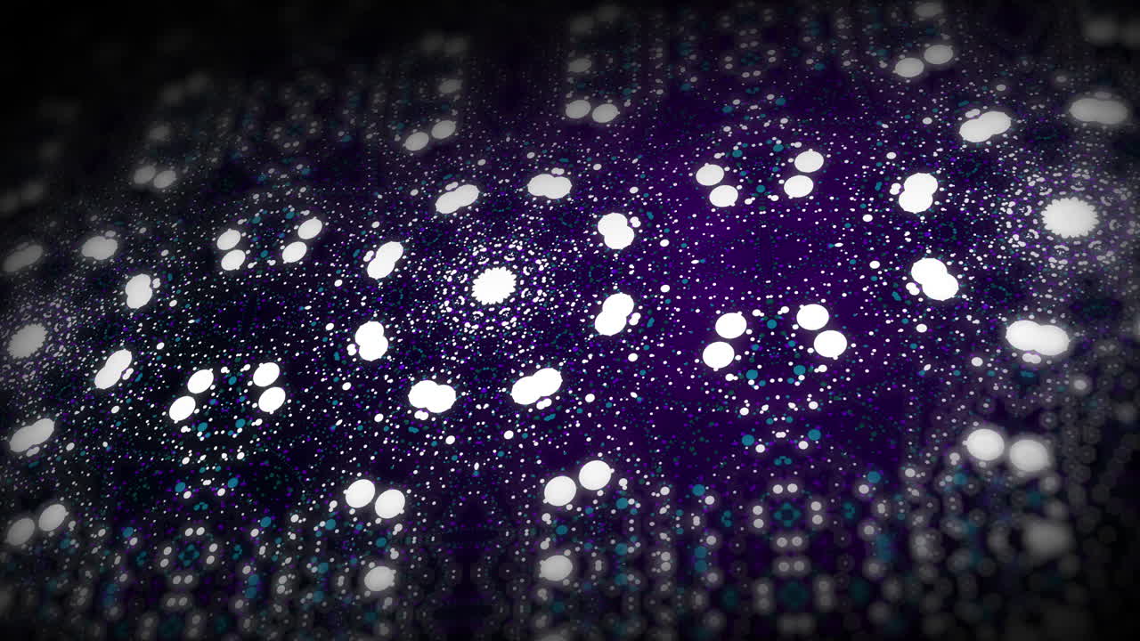 Geometric kaleidoscope mosaic design. Abstract purple background with small dots. Looped animation.