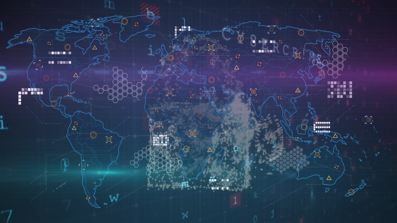 Animation of data processing over world map