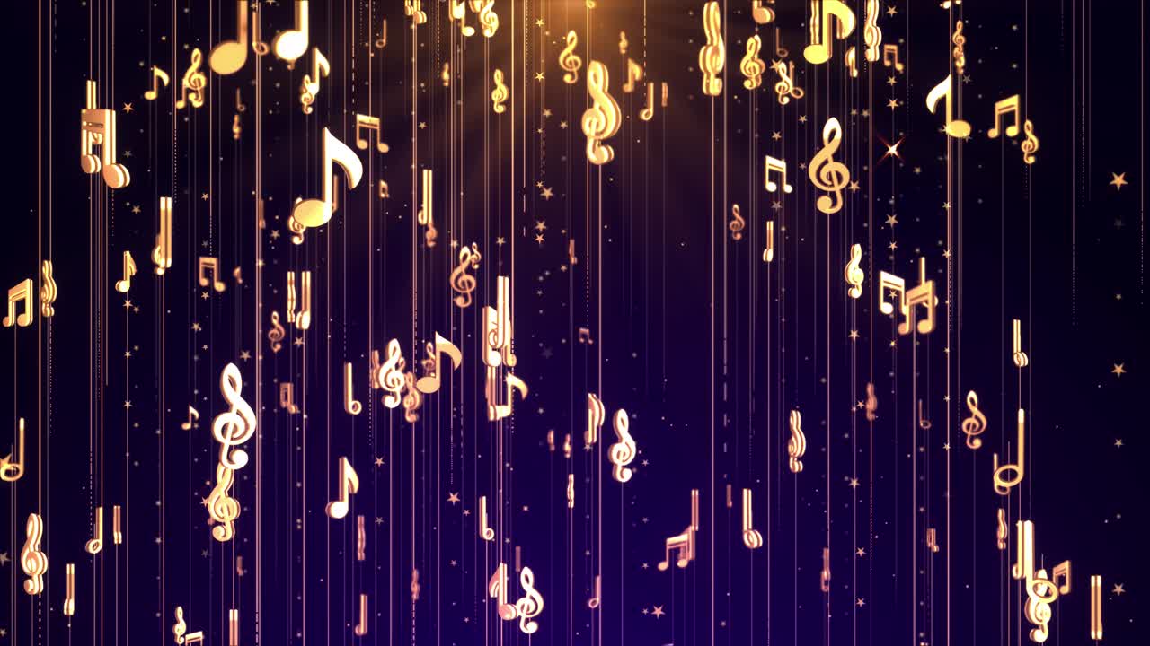 Abstract music musical note symbols spiral helical path notes and clefs for artistic music clip