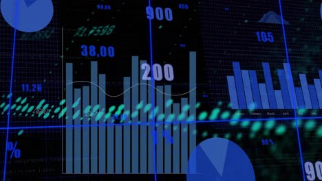 animación del procesamiento de datos financieros a través de la red