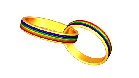 gay marriage. wedding rings turn around.