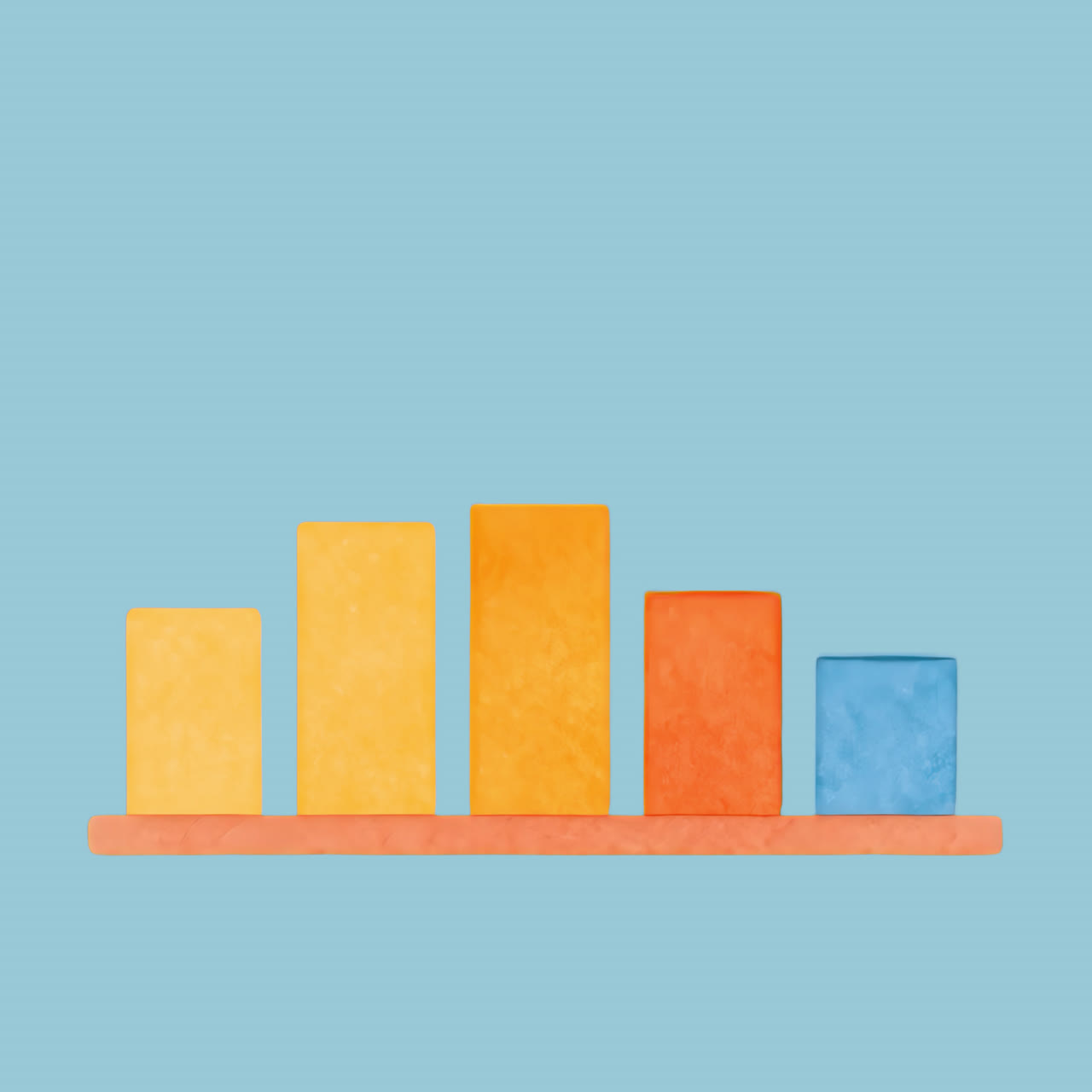 Colorful bar chart illustration animation isolated asset, transparent 4K video, alpha channel