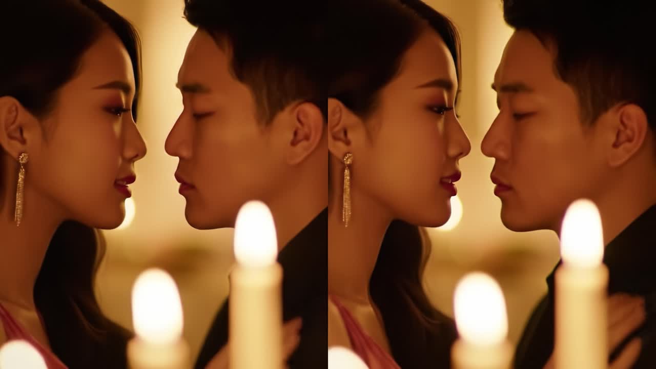 Romantic Kiss in a Luxurious Setting