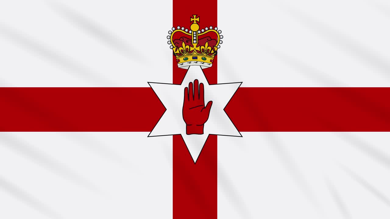 Northern Ireland flag waving cloth background, loop