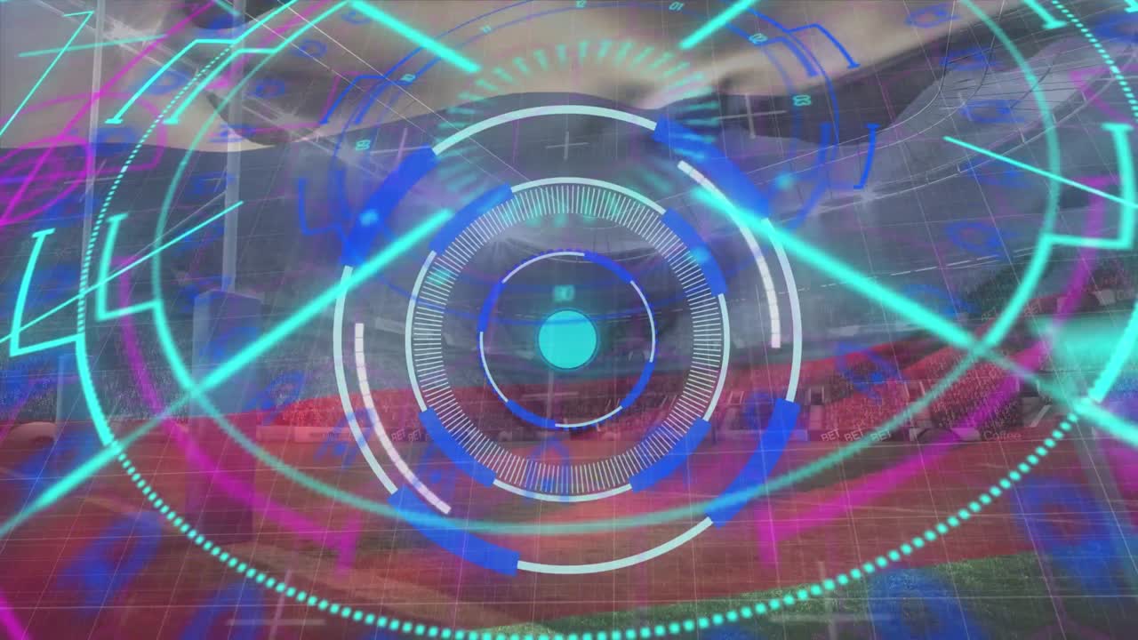 animación del sistema de seguridad rotativo sobre el estadio