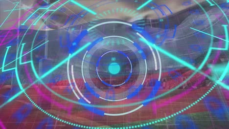 animación del sistema de seguridad rotativo sobre el estadio