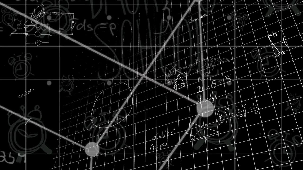 Premium Stock Video Animation Of Moving Mathematical Formulas Over Blackboard