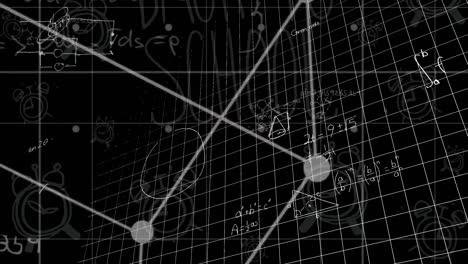 Animation-Sich-Bewegender-Mathematischer-Formeln-über-Die-Tafel