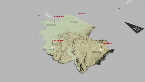 mapa de terreno en 3d de alemania