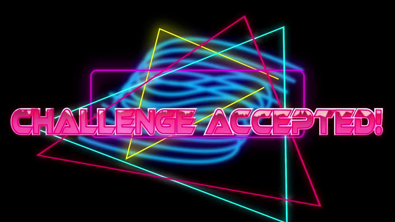 도전 받아들여진 텍스트를 모양 위에 애니메이션