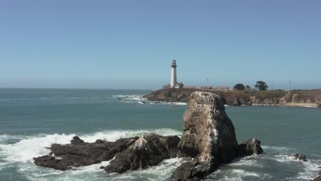 Aerial-of-Pigeon-Point-Lighthouse-on-Pacific-Coast-Highway-near-Half-Moon-Bay-on-California-Coast