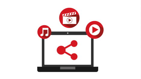 laptop with media sharing options