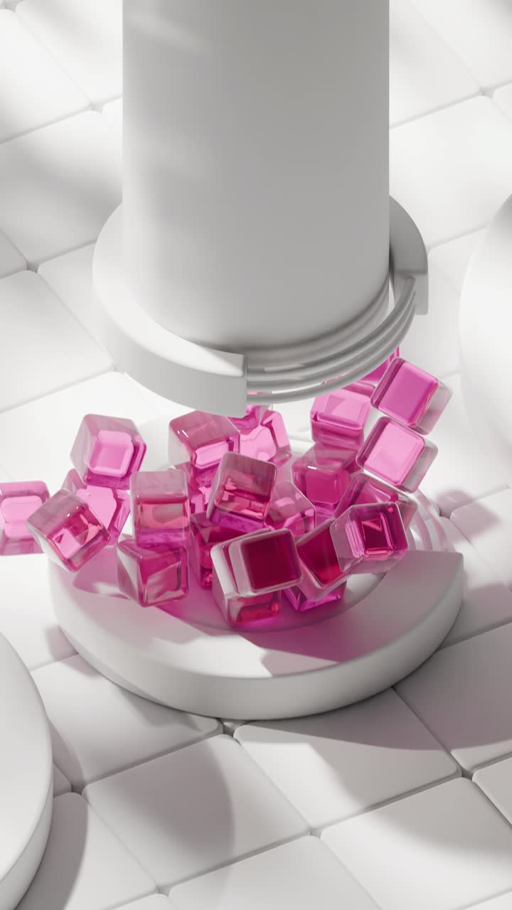 Pink Cubes on White Pedestal