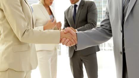 Business-people-shaking-hands-and-talking