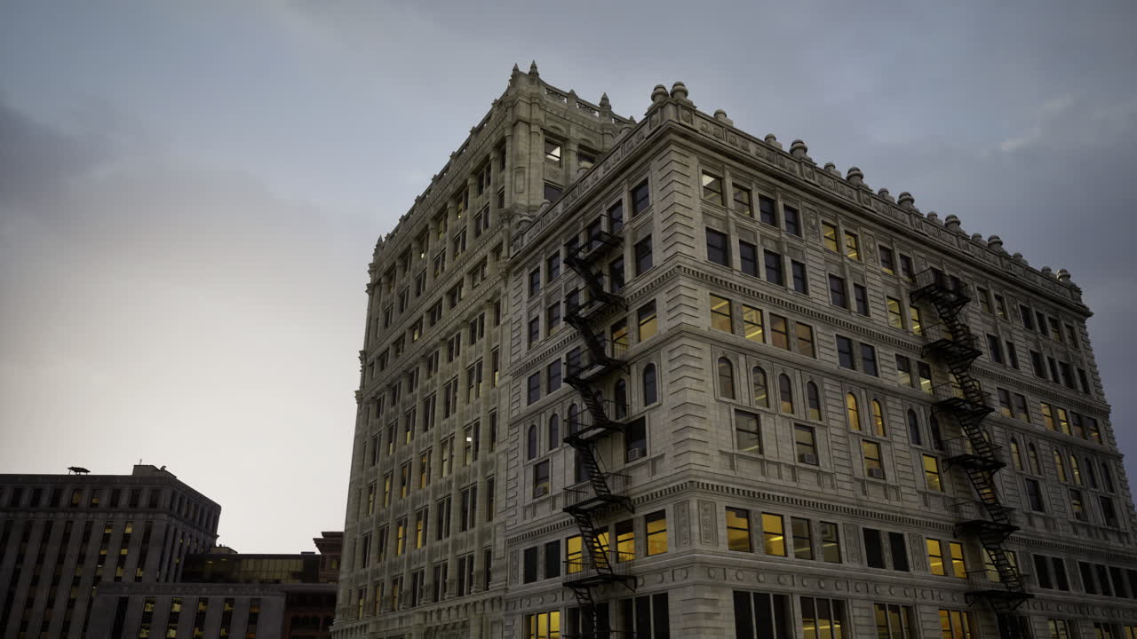 Historic building standing tall against the twilight sky in the city