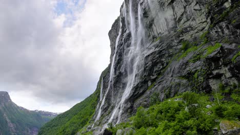 geiranger fjord, waterfall seven sisters. beautiful nature norway natural landscape.