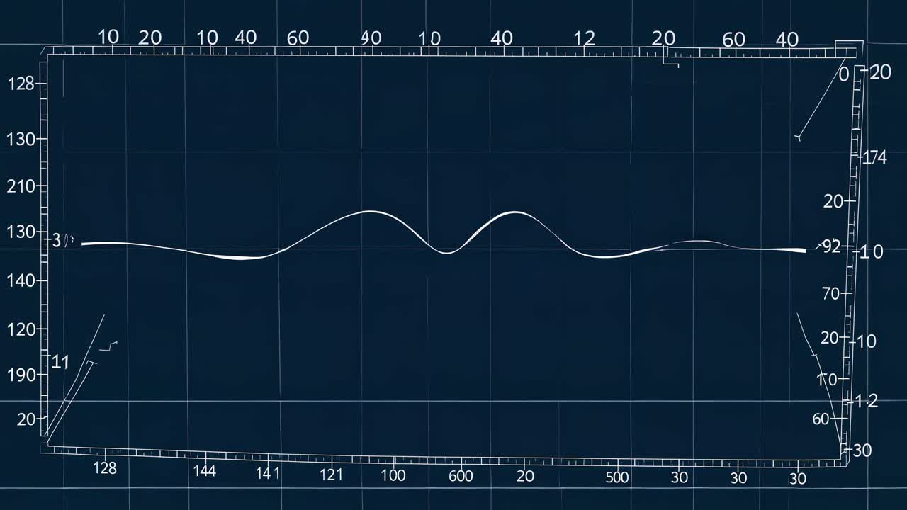 Aerial view of a dynamic 3D graph on a dark grid background, showcasing data analysis