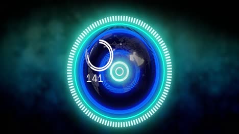 animación de escaneo de alcance y procesamiento de datos en todo el mundo