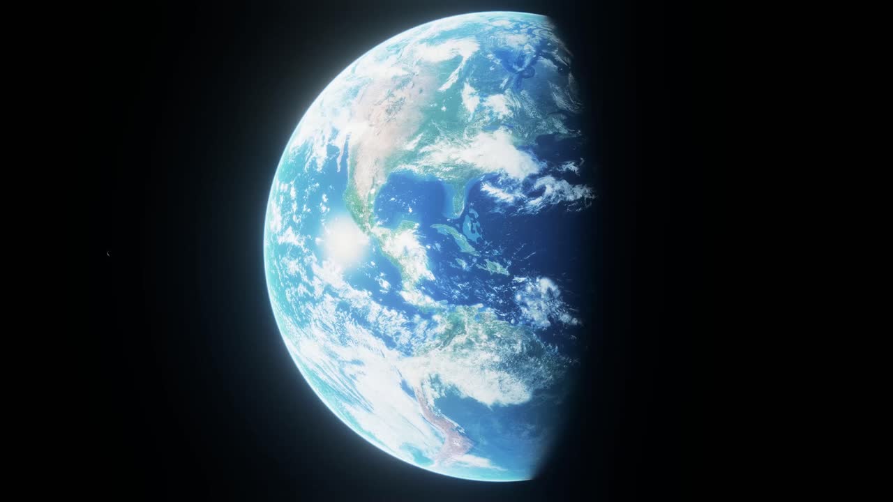 아래에서 회전하는 세계, 도에서 높은 곳에서 볼 수 있는 애니메이션 4k 3d 컨셉, 그런지, 영화 곡물 및 꽃