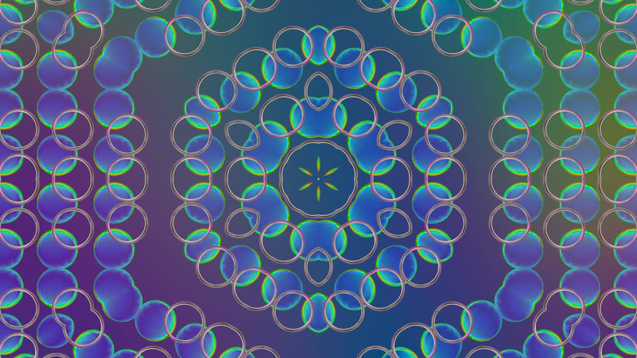 caleidoscopio de fondo de gradiente abstracto con círculos transparentes azules.
