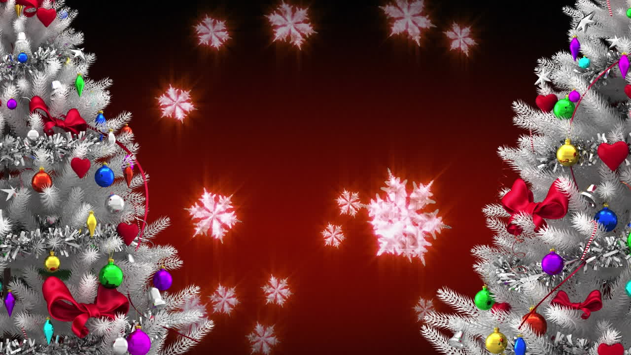 animación de la nieve cayendo sobre los árboles de navidad