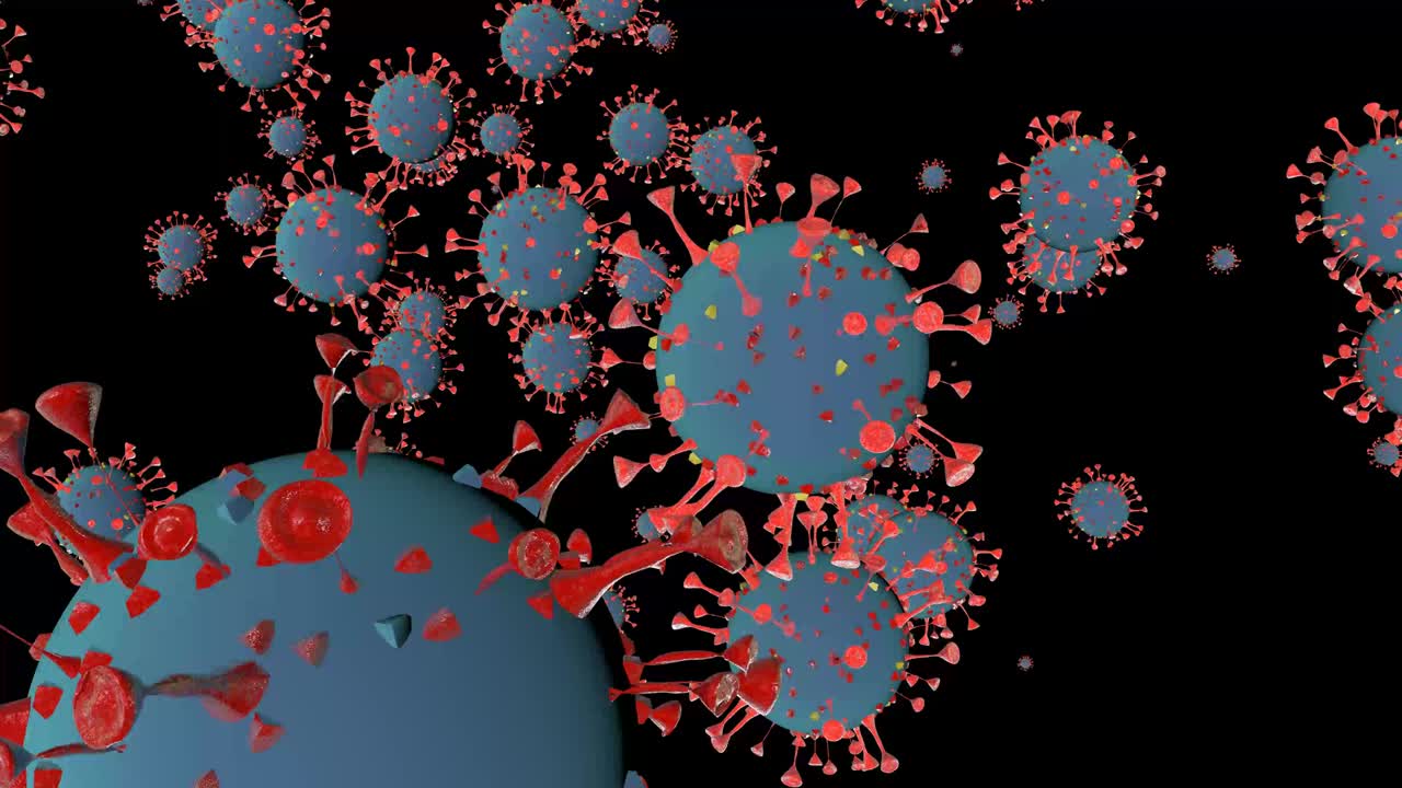3d Rendering of a perfect loop Corona Virus rotating and moving