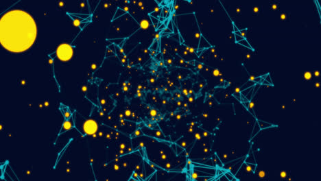 animation of yellow dots over constellations on dark blue background