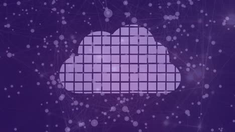 Animación-Del-Icono-De-La-Nube-Digital-Con-Manchas-Sobre-Fondo-Morado