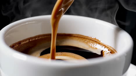 pouring fresh coffee into a white cup