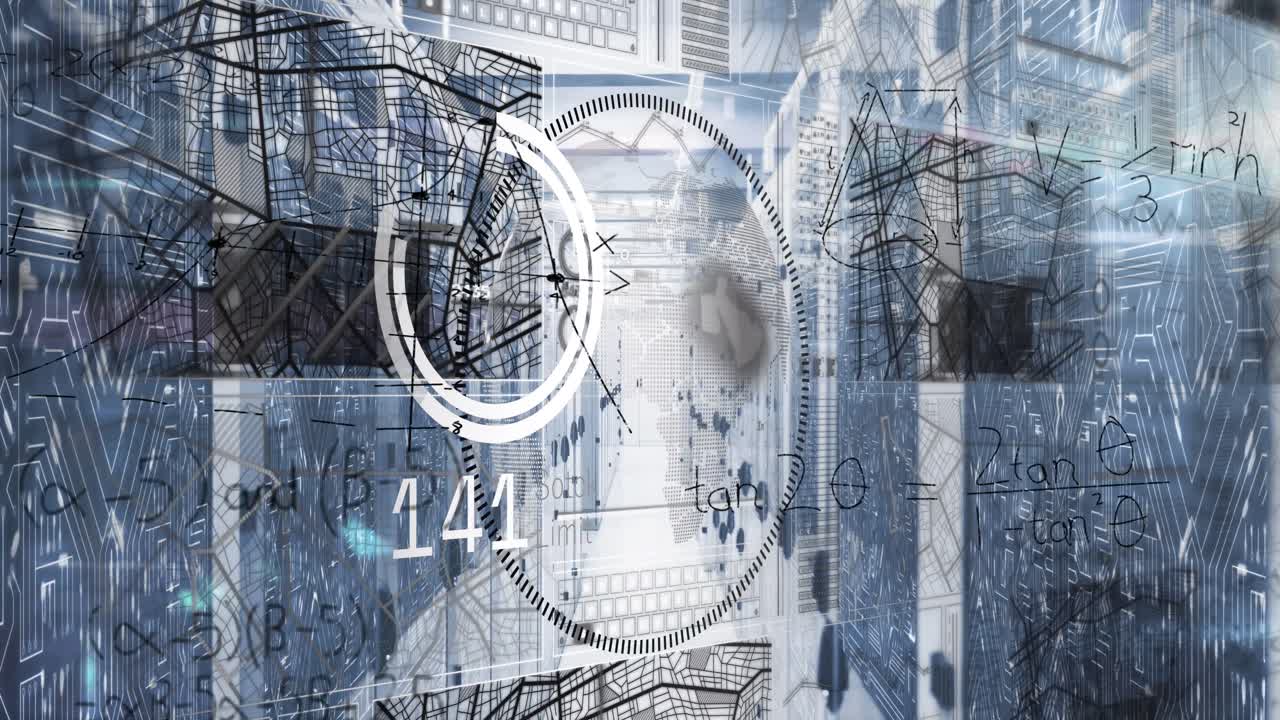 수학 방정식의 애니메이션과 컴퓨터 서버 방에 대한 데이터 처리