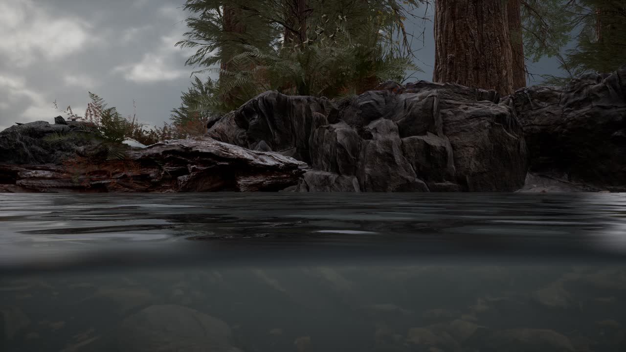 medio bajo el agua en el mar del norte con rocas