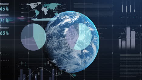 animación de las estadísticas y el procesamiento de datos financieros en todo el mundo