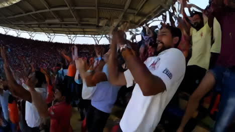 cricket match in a stadium with excited fans