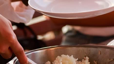serving rice