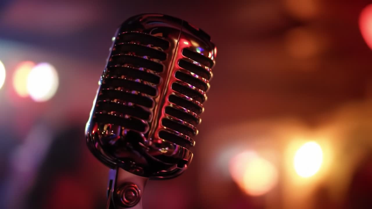 Micrófono antiguo en el escenario
