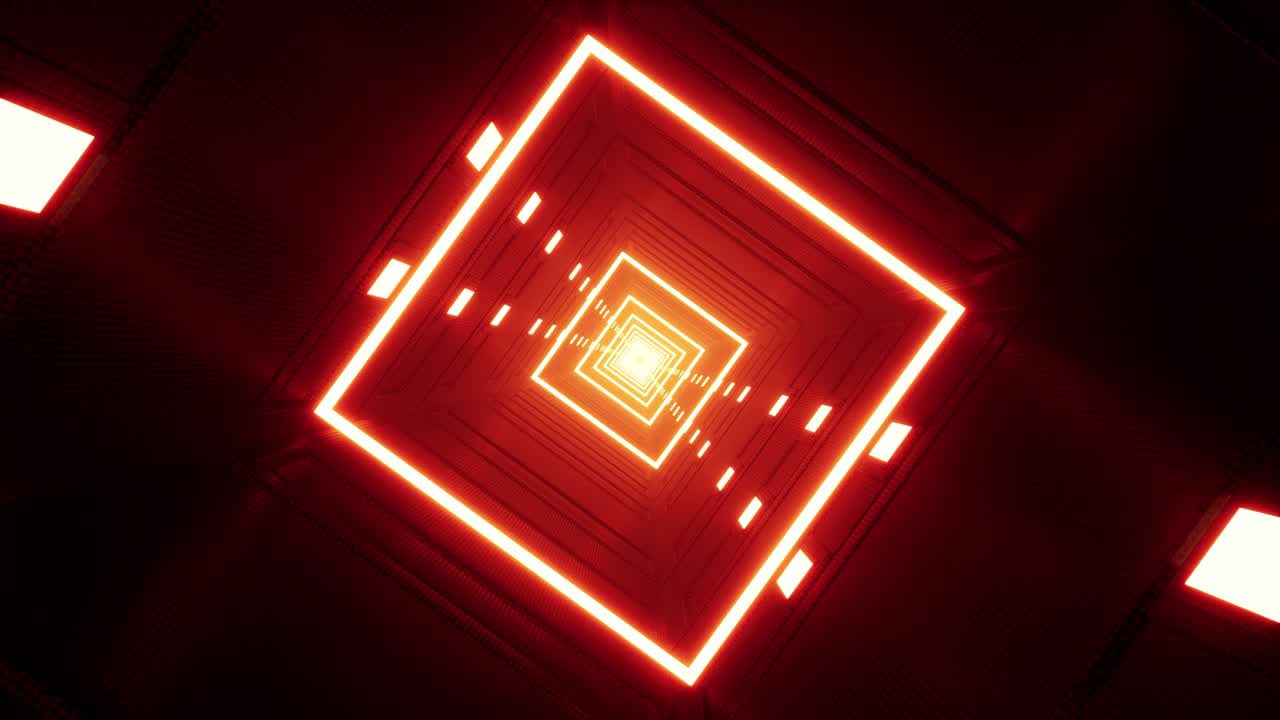 la rotación del bucle del túnel vj con luz roja brillante