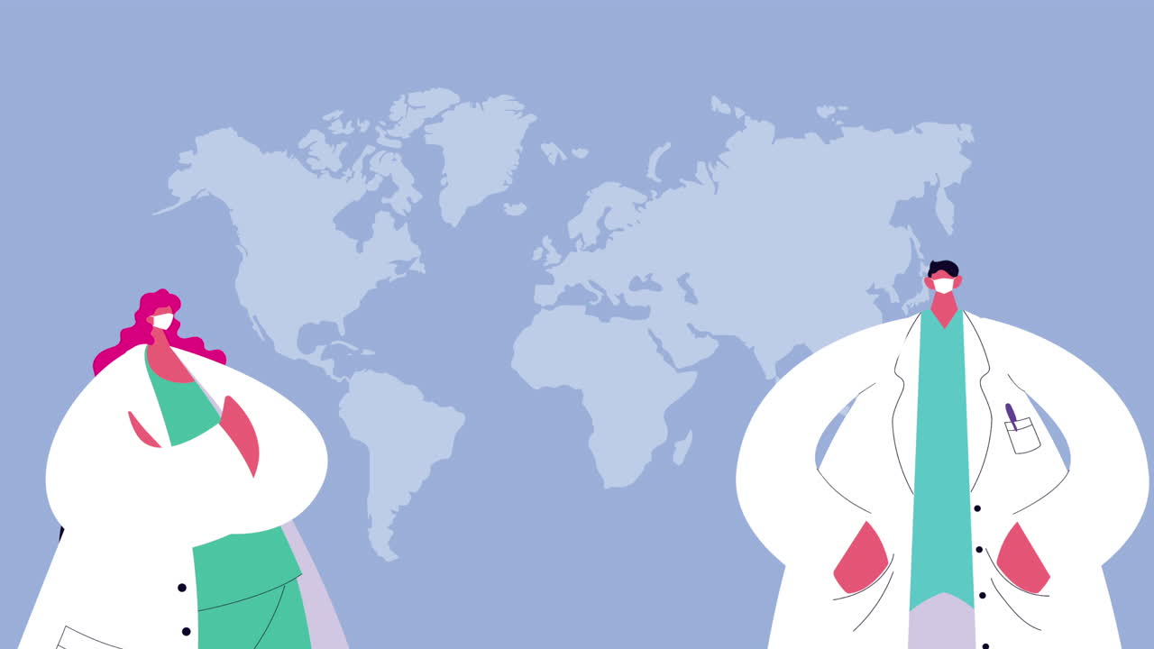 코로나19에 대한 의료 마스크를 착용한 의사 부부