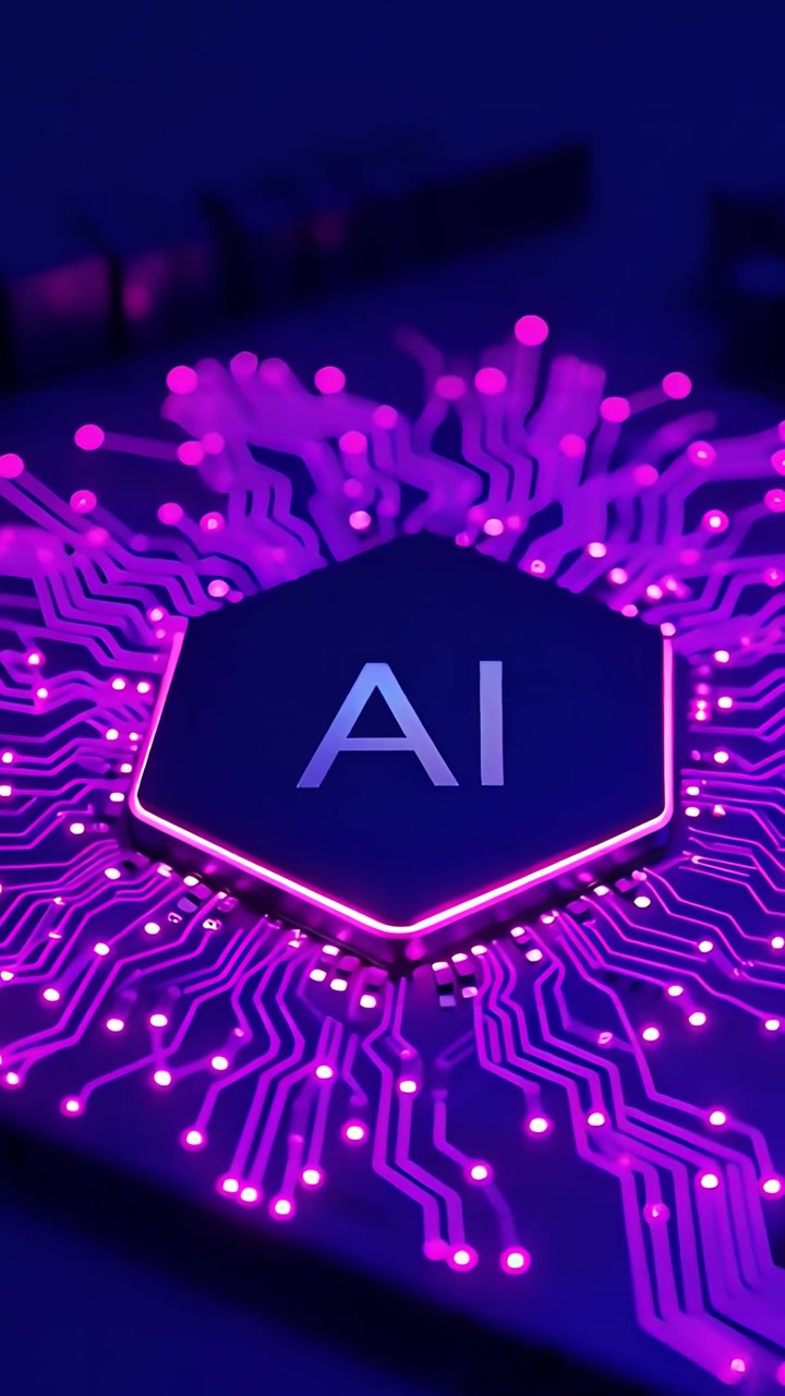 Sfondo Tecnologico Futuristico con Scheda Madre e Chip AI 4K