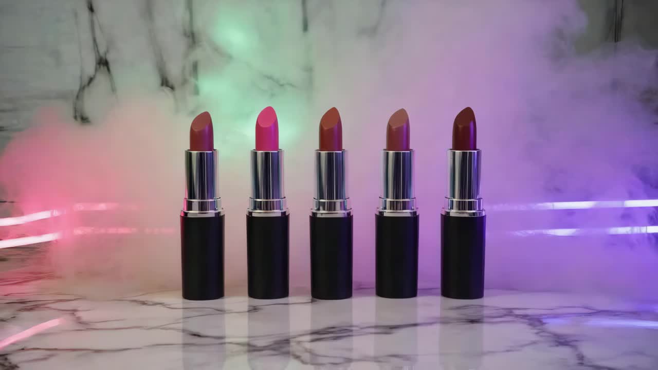 Lipsticks on Marble with Smoke