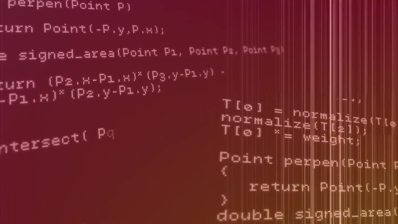 Animation of computer data processing over red background