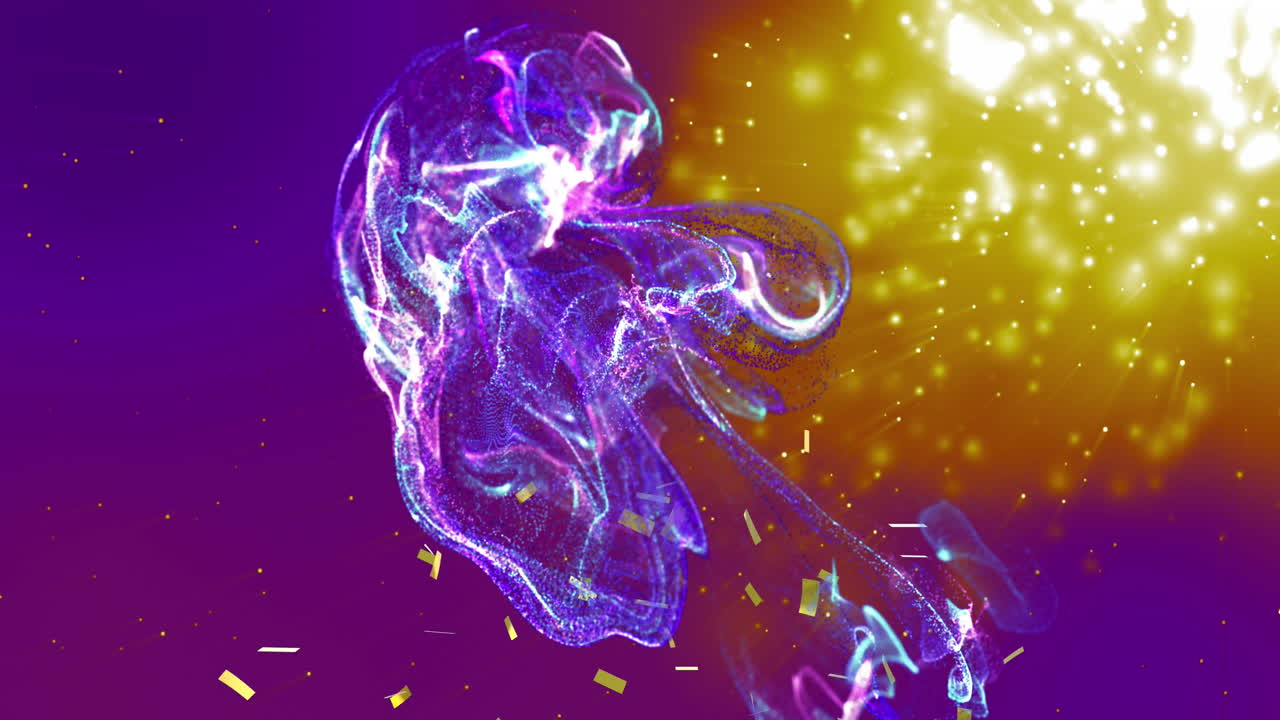 animación de luces brillantes en movimiento y ondas sobre un fondo negro