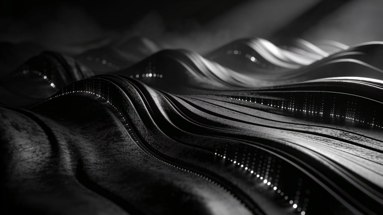 Shifting glossy ridges right under top-left studio light, showing fine grooves and bead highlights