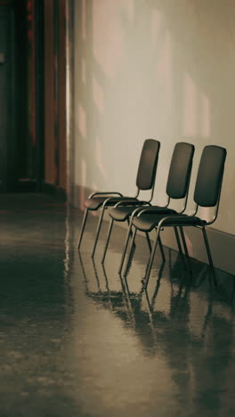 three empty chairs in a waiting room