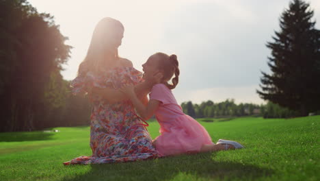 family spending time in city park