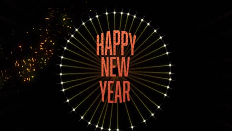 Animation-of-happy-new-year-text-over-fireworks-on-black-background